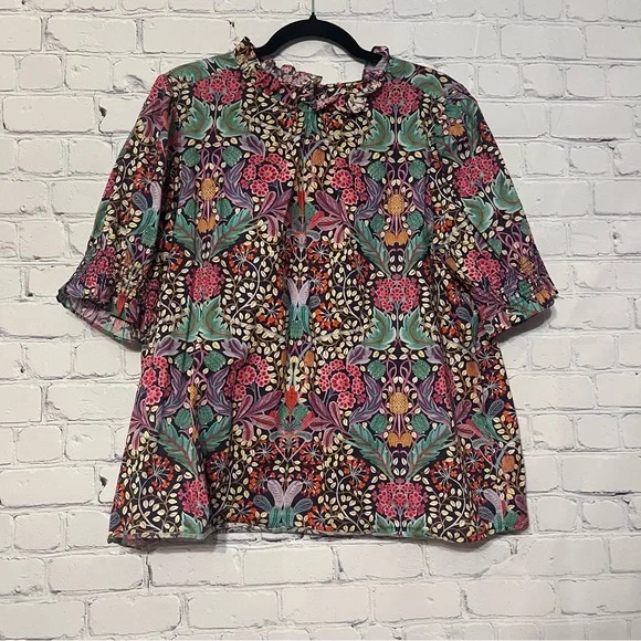 J. Crew Puff-sleeve Top in Liberty Elm House Floral Woman’s Size XL 100% Cotton - Picture 2 of 11